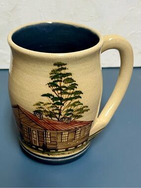 Winton Rosa Eugene Signed Art Pottery Cowpens Mug Farm Scene